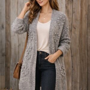 Doe & Rae Gray Textured Cardigan